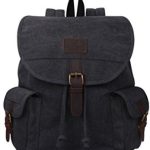 Fashion Canvas Backpack for Women Leather Trimming Casual Rucksack fit 14 inch Laptop- Ash